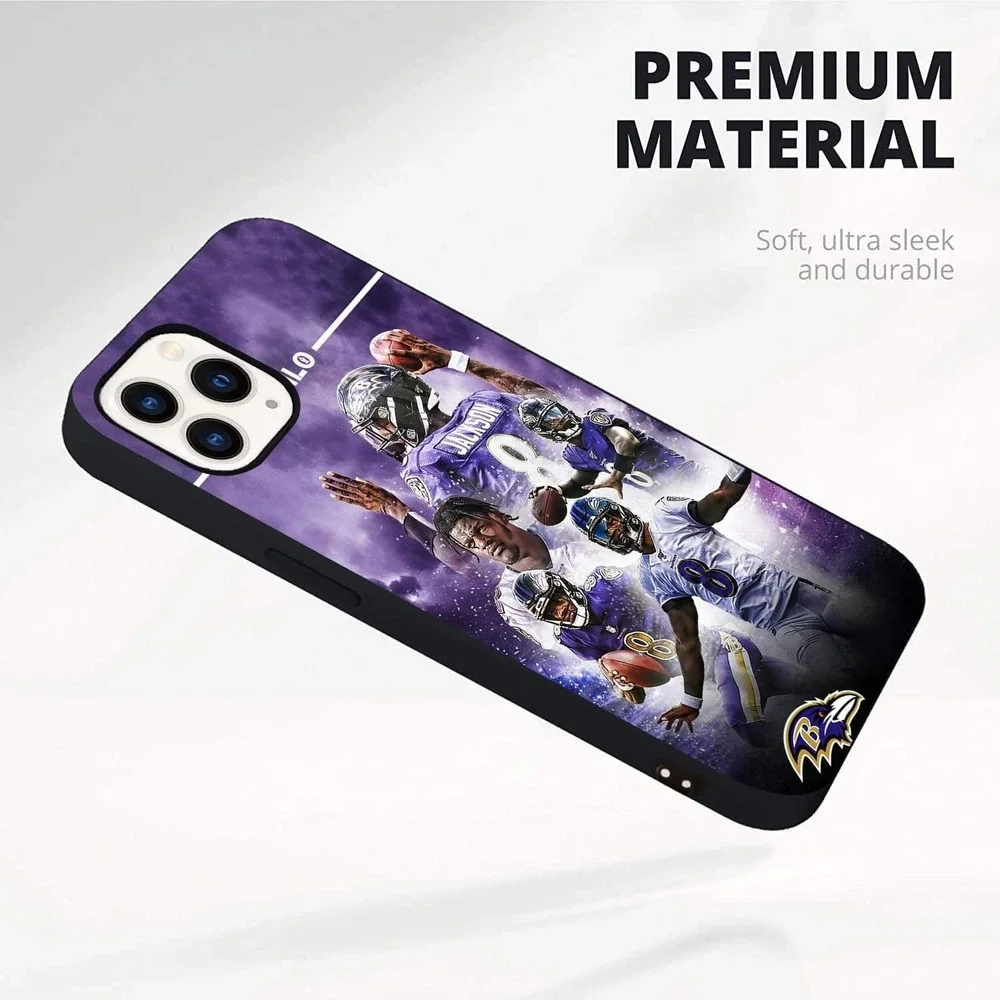 Baltimore Ravens Lamar Jackson Silicone Phone Case Purple Black NFL Football